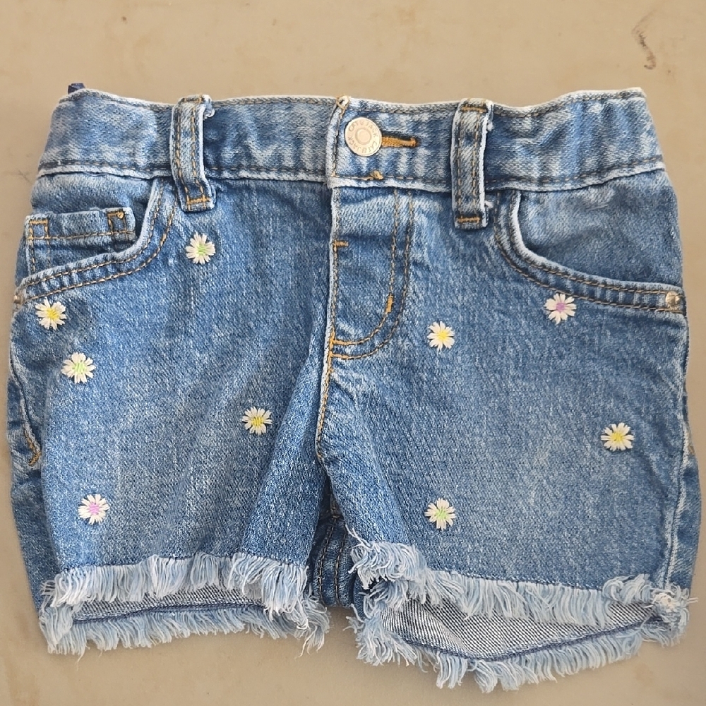 Kids Denim Shorts with Floral Accents